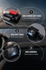 Araç İçi Kamera Gece Görüşlü LCD Ekranlı 1296P G Sensörlü Yol Kayıt 2 Kameralı TA03 Siyah