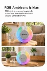 Bluetooth Hoparlör Rgb Işıklı Kablosuz Speaker D65 Beyaz