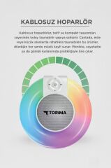 Bluetooth Hoparlör Rgb Işıklı Kablosuz Speaker D65 Beyaz