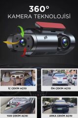 Torima TA-03 Siyah 1296p Araç içi 2 Kameralı Lcd Ekranlı Gece Görüşlü , G-sensörlü  Yol Kayıt Araç Kamerası