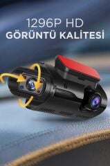 Torima TA-03 Siyah 1296p Araç içi 2 Kameralı Lcd Ekranlı Gece Görüşlü , G-sensörlü  Yol Kayıt Araç Kamerası