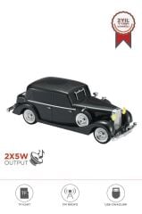 Bluetooth Hoparlör Retro Araba Tasarımlı 2x5W FM USB TF Speaker D55 Siyah