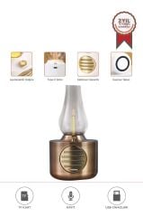 Bluetooth Hoparlör Vintage Gaz Lambası Işıklı Şarjlı Speaker D53 Bakır