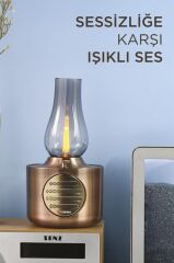 Bluetooth Hoparlör Vintage Gaz Lambası Işıklı Şarjlı Speaker D53 Bakır