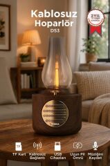 Bluetooth Hoparlör Vintage Gaz Lambası Işıklı Şarjlı Speaker D53 Ahşap