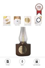Bluetooth Hoparlör Vintage Gaz Lambası Işıklı Şarjlı Speaker D53 Ahşap