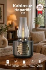Bluetooth Hoparlör Vintage Gaz Lambası Işıklı Şarjlı Speaker D53 Nikel