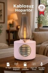 Bluetooth Hoparlör Vintage Gaz Lambası Işıklı Şarjlı Speaker D53 Pembe