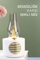 Bluetooth Hoparlör Vintage Gaz Lambası Işıklı Şarjlı Speaker D53 Beyaz