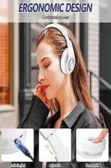 Bluetooth Kulaklık Rgb Işıklı Kulak Üstü Kablolu Kablosuz Kulaklık B39S Beyaz