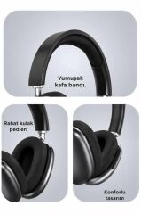 Bluetooth Kulaklık Sd Kart Aux Destekli Kulak Üstü Kablosuz Kulaklık P9S Siyah