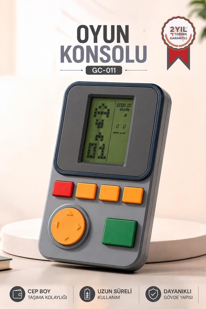 Oyun Kolu Atari Joystick Tetris Gameboy GC011 Gri