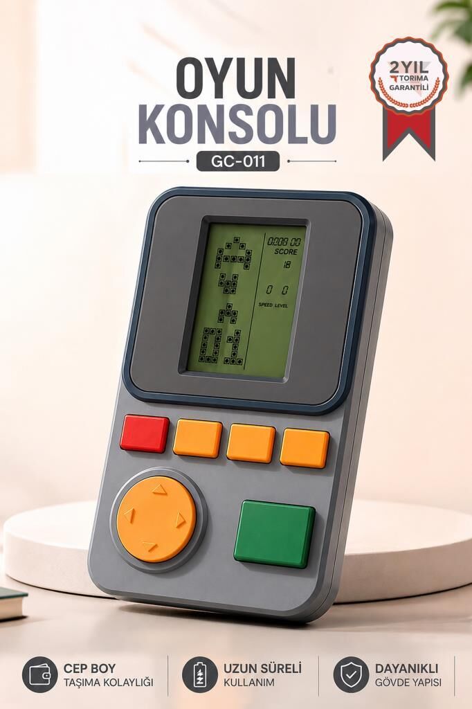 Oyun Kolu Atari Joystick Tetris Gameboy GC011 Gri