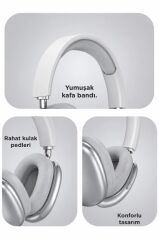 Bluetooth Kulaklık Sd Kart Aux Destekli Kulak Üstü Kablosuz Kulaklık P9S Gri