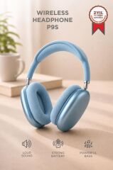 Bluetooth Kulaklık Sd Kart Aux Destekli Kulak Üstü Kablosuz Kulaklık P9S Mavi