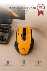 Mouse Çift Modlu Sessiz Kablosuz Oyuncu Fare TM20 Siyah Sarı