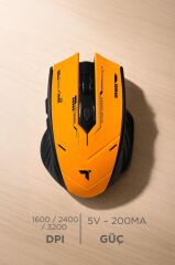 Mouse Çift Modlu Sessiz Kablosuz Oyuncu Fare TM20 Siyah Sarı