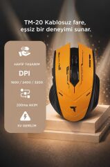 Mouse Çift Modlu Sessiz Kablosuz Oyuncu Fare TM20 Siyah Sarı