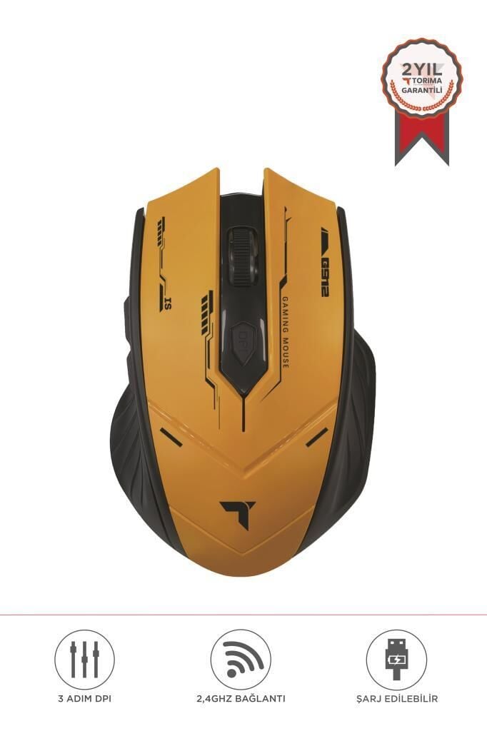 Mouse Çift Modlu Sessiz Kablosuz Oyuncu Fare TM20 Siyah Sarı
