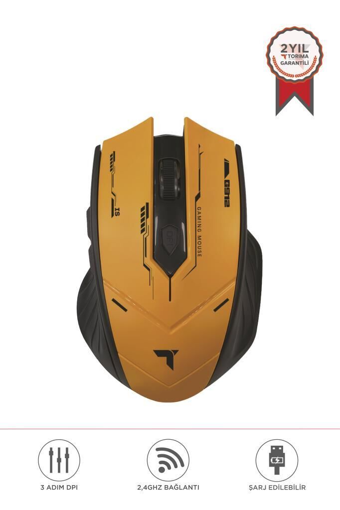 Mouse Çift Modlu Sessiz Kablosuz Oyuncu Fare TM20 Siyah Sarı