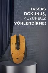 Mouse Çift Modlu Sessiz Kablosuz Oyuncu Fare TM20 Siyah Sarı