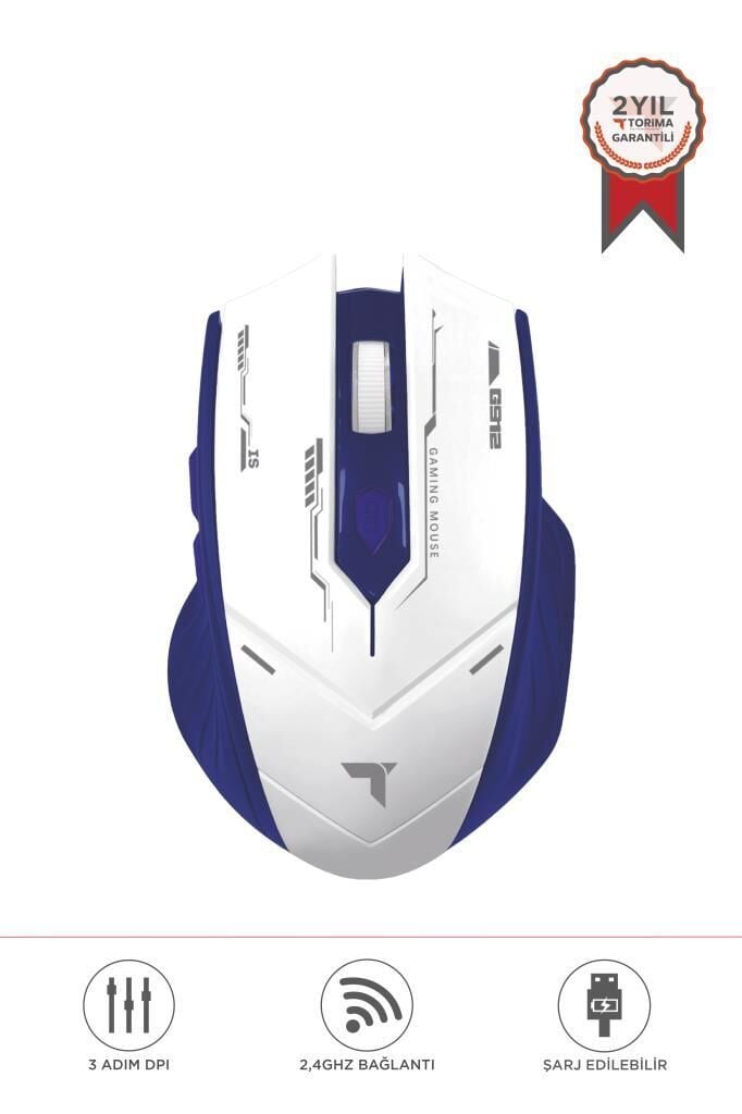 Torima TM-20 Beyaz-Mavi Çift Modlu Kablosuz Oyuncu Mouse Fare