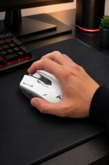 Mouse Çift Modlu Sessiz Kablosuz Oyuncu Fare TM20 Beyaz Gri