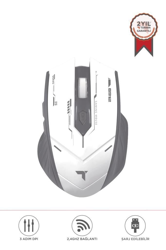 Torima TM-20 Beyaz-Gri Çift Modlu Kablosuz Oyuncu Mouse Fare