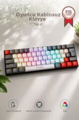 Oyuncu Klavyesi Rgb Işıklı Mekanik Şarjlı Kablosuz Blue Switch Q Klavye TK11 Beyaz