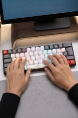 Oyuncu Klavyesi Rgb Işıklı Mekanik Şarjlı Kablosuz Blue Switch Q Klavye TK11 Beyaz