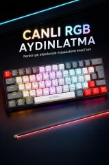 Oyuncu Klavyesi Rgb Işıklı Mekanik Şarjlı Kablosuz Blue Switch Q Klavye TK11 Beyaz