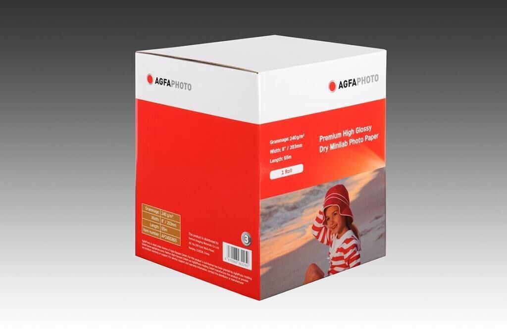 Agfaphoto Fotoğraf Kağıdı 203MM 65M DX100 Yazıcıya Uyumlu Inkjet Kağıt Parlak