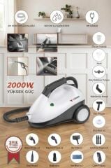 Buharlı Temizleyici Halı Koltuk Cam Zemin ve Mutfak Temizleme Buhar Makinesi TSC01 Siyah