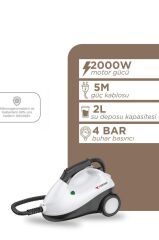 Buharlı Temizleyici Halı Koltuk Cam Zemin ve Mutfak Temizleme Buhar Makinesi TSC01 Siyah