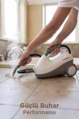 Buharlı Temizleyici Halı Koltuk Cam Zemin ve Mutfak Temizleme Buhar Makinesi TSC01 Gri