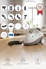 Buharlı Temizleyici Halı Koltuk Cam Zemin ve Mutfak Temizleme Buhar Makinesi TSC01 Gri