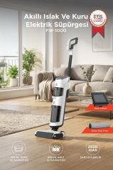 Şarjlı Islak Kuru Dikey Süpürge Yüzey Temizleyici Mop FW1000 Beyaz