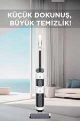 Şarjlı Islak Kuru Dikey Süpürge Yüzey Temizleyici Mop FW1000 Beyaz