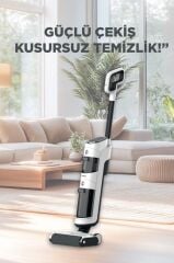 Şarjlı Islak Kuru Dikey Süpürge Yüzey Temizleyici Mop FW1000 Beyaz