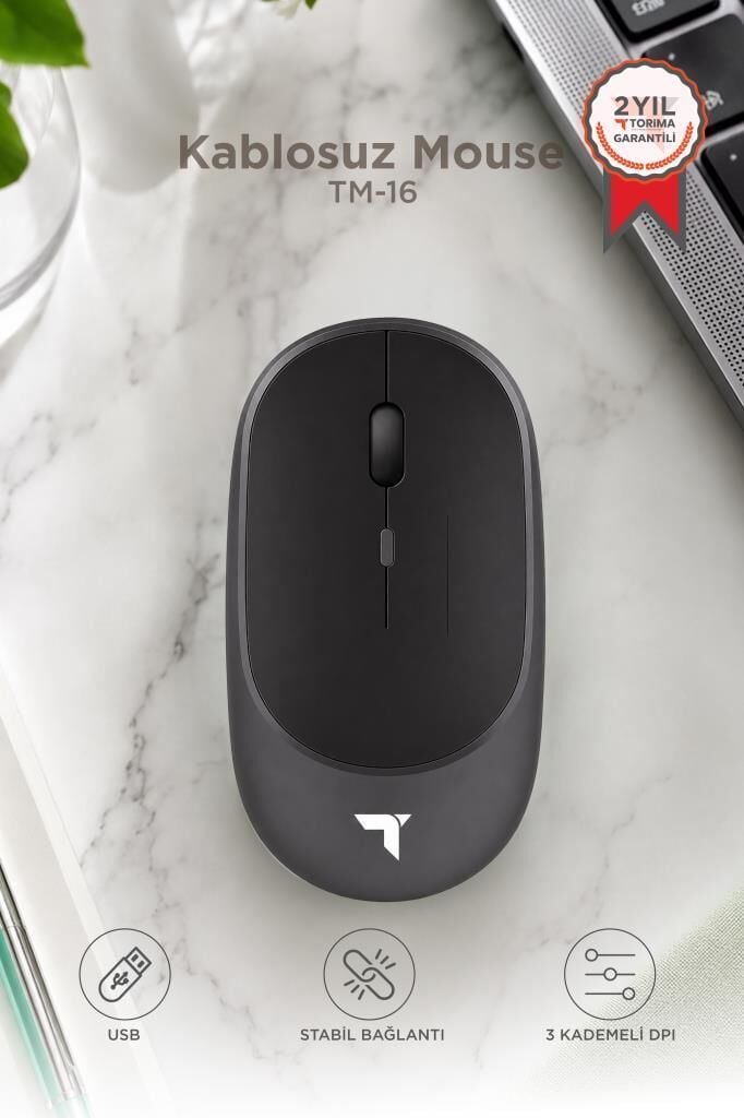 Mouse Çift Modlu Sessiz Kablosuz Fare TM16 Gri