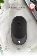 Mouse Çift Modlu Sessiz Kablosuz Fare TM16 Gri