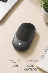 Mouse Çift Modlu Sessiz Kablosuz Fare TM16 Gri