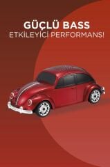 Bluetooth Hoparlör Retro Araba Voswos USB TF FM Speaker D49 Kırmızı