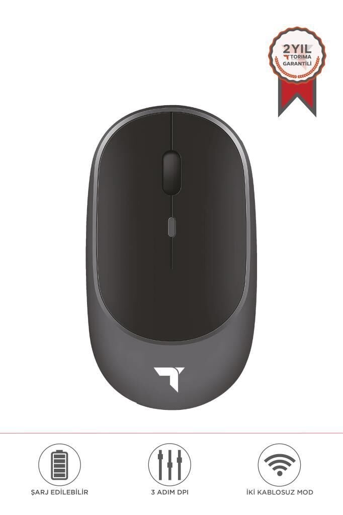 Mouse Çift Modlu Sessiz Kablosuz Fare TM16 Gri
