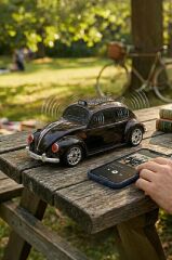 Bluetooth Hoparlör Retro Araba Vosvos USB TF FM Speaker D49 Siyah