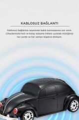 Bluetooth Hoparlör Retro Araba Vosvos USB TF FM Speaker D49 Siyah