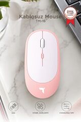Mouse Çift Modlu Sessiz Kablosuz Fare TM16 Pembe