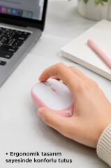 Mouse Çift Modlu Sessiz Kablosuz Fare TM16 Pembe