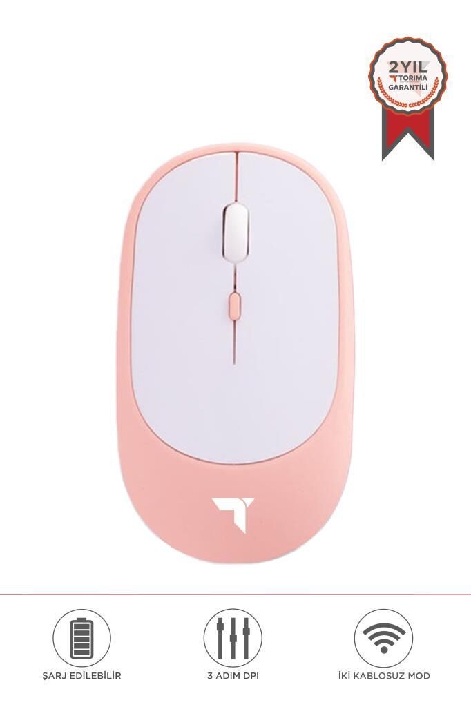 Mouse Çift Modlu Sessiz Kablosuz Fare TM16 Pembe