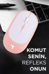 Mouse Çift Modlu Sessiz Kablosuz Fare TM16 Pembe